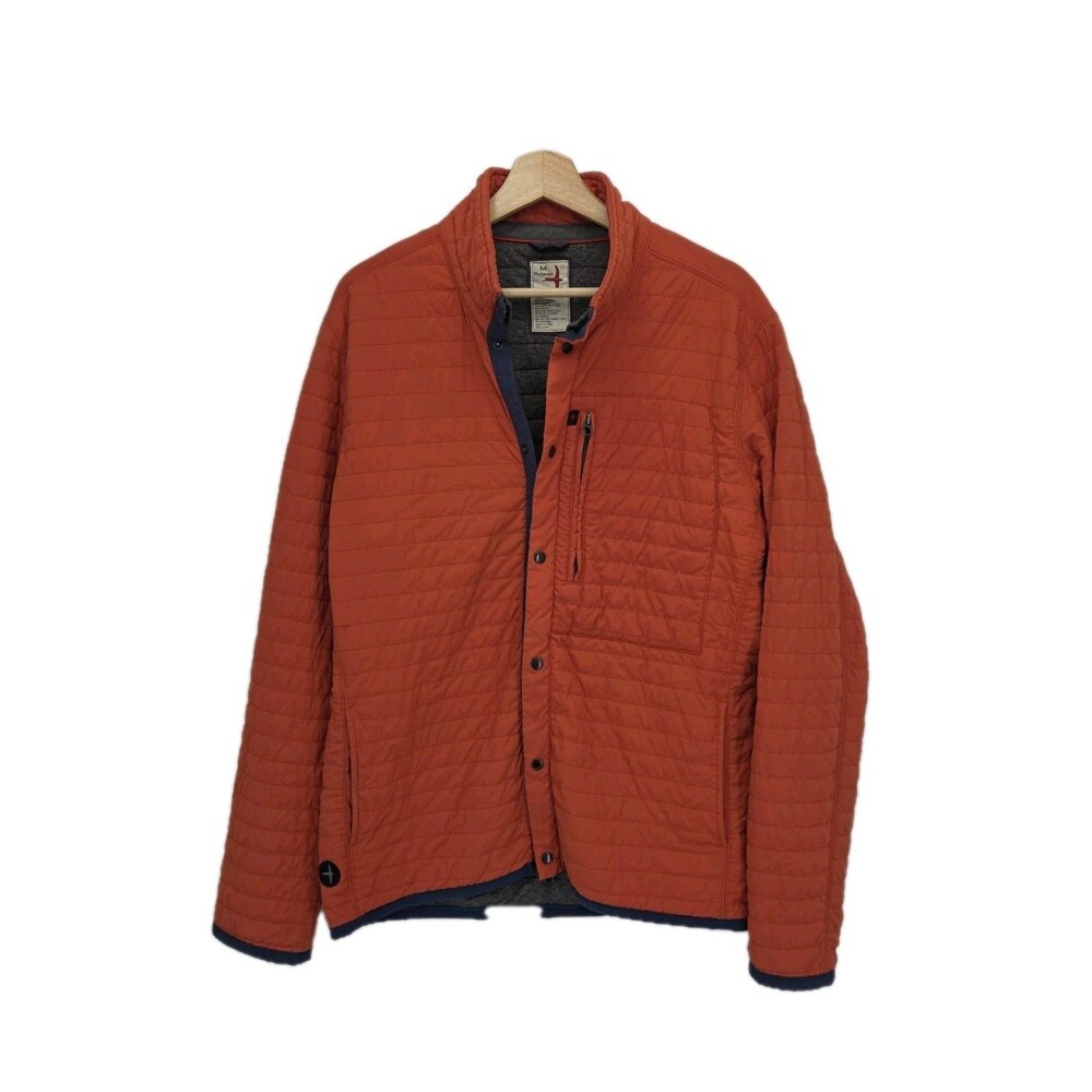 Relwen Mens Windzip Jacket Quilted Full Zip/Button Orange Size Medium